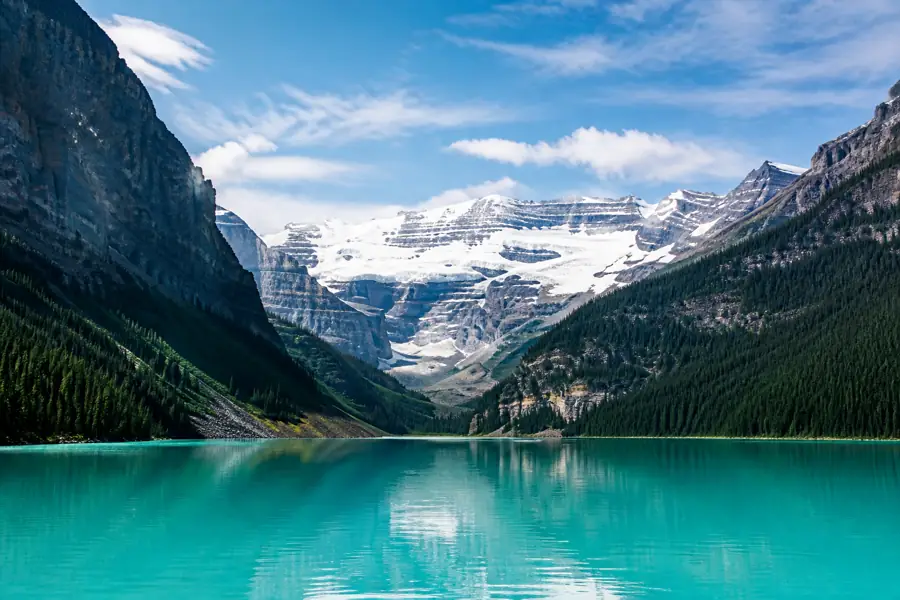 Lake Louise and peaks in Banff National Park, Canada